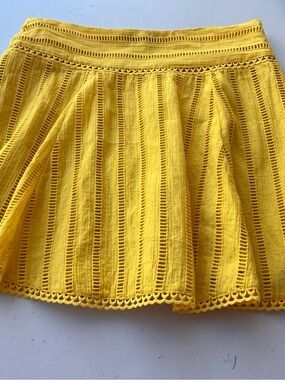 Forever 21 Yellow Eyelet-Trim Circle Skirt